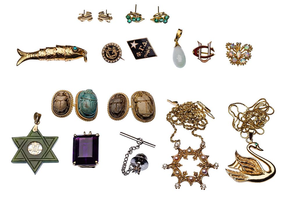 Lot 195: 14k Yellow Gold and Gemstone Jewelry Assortment