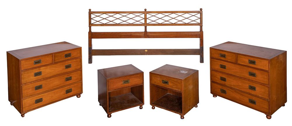 Lot 314: Baker Campaign Style Bedroom Suite