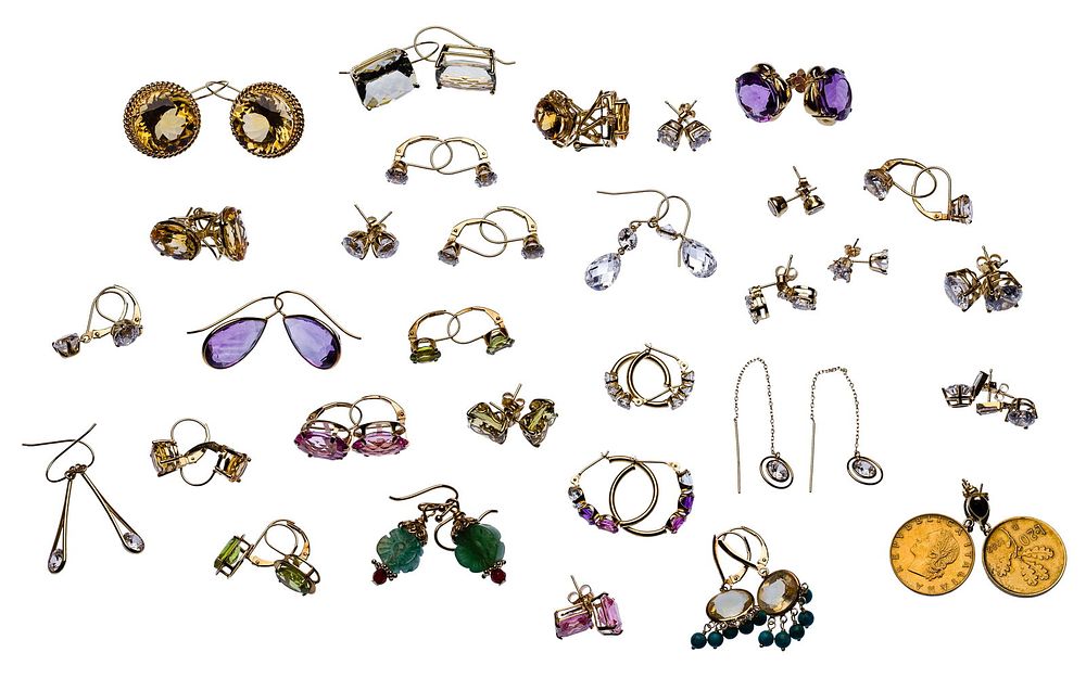 Lot 159: 14k Gold and Gemstone Earring Assortment