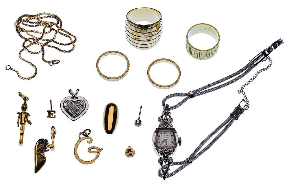 Lot 164: 14k Yellow and White Gold Jewelry Assortment