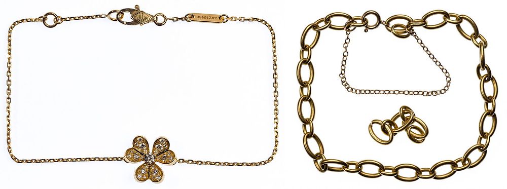 Lot 166: Van Cleef and Arpels 18k Yellow Gold and Diamond 'Frivole' Bracelet