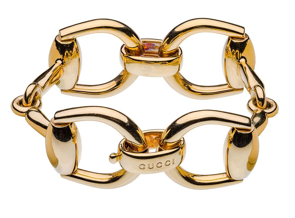 Lot 173: Gucci 18k Yellow Gold 'Horsebit' Link Bracelet