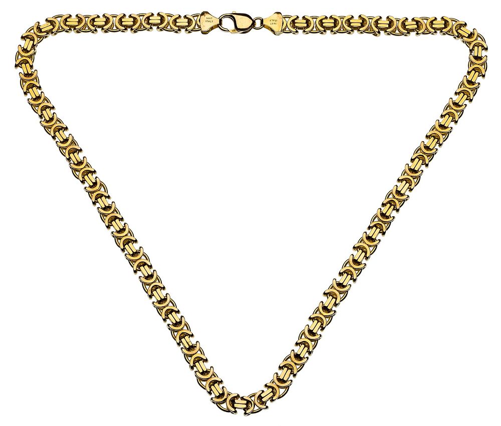 Lot 174: 14k Yellow Gold Byzantine Link Necklace