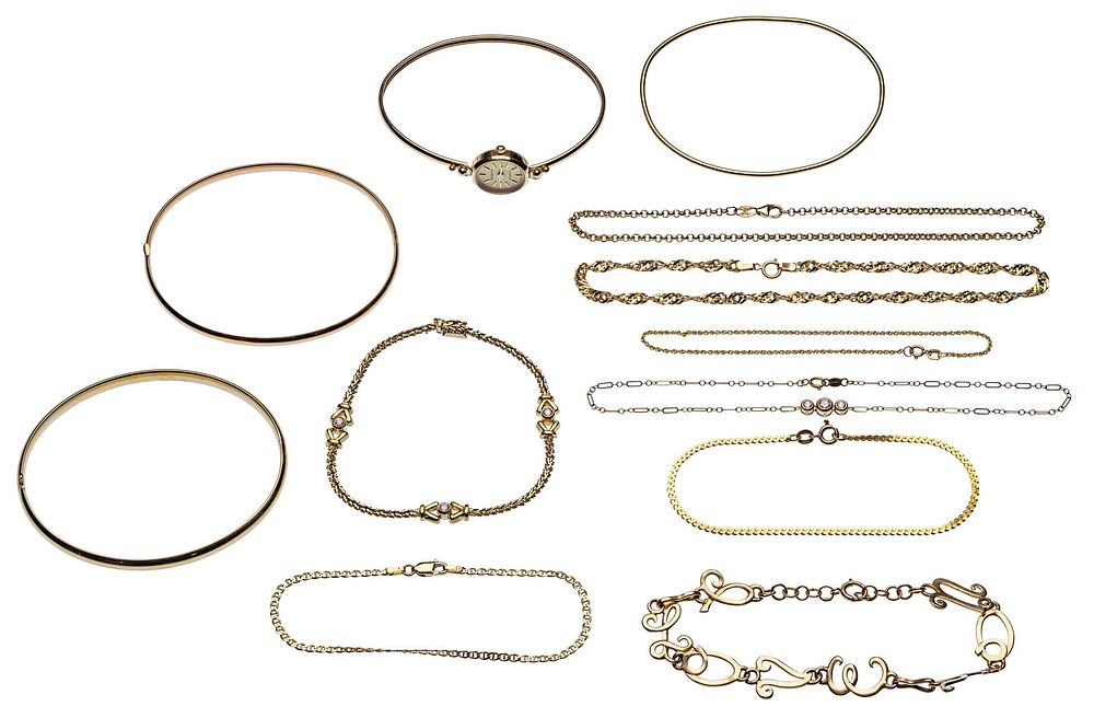 Lot 181: 14k Yellow Gold Bracelet Assortment