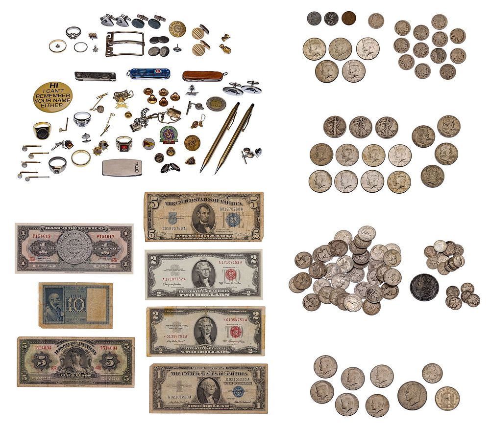 Lot 184: Precious Metal and Costume Jewelry and Coin Assortment