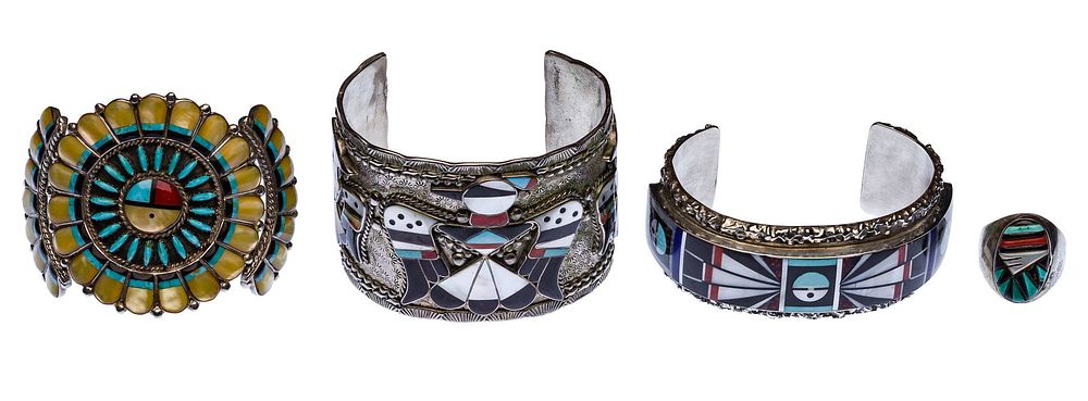 Lot 189: Native American Zuni Sterling Silver Jewelry Assortment