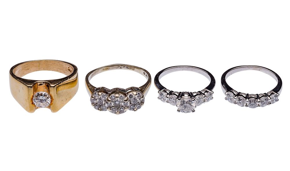 Lot 192: 14k Yellow Gold and Diamond Ring Assortment