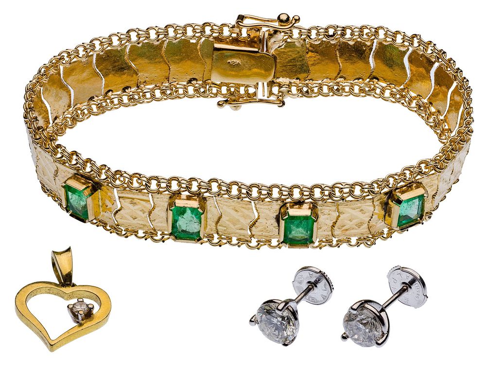 Lot 198: 18k and 14K Gold and Gemstone Jewelry Assortment