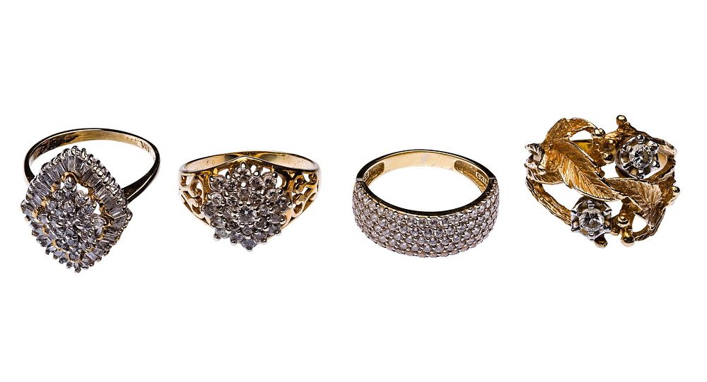 Lot 226: 14k Yellow Gold and Diamond Ring Assortment