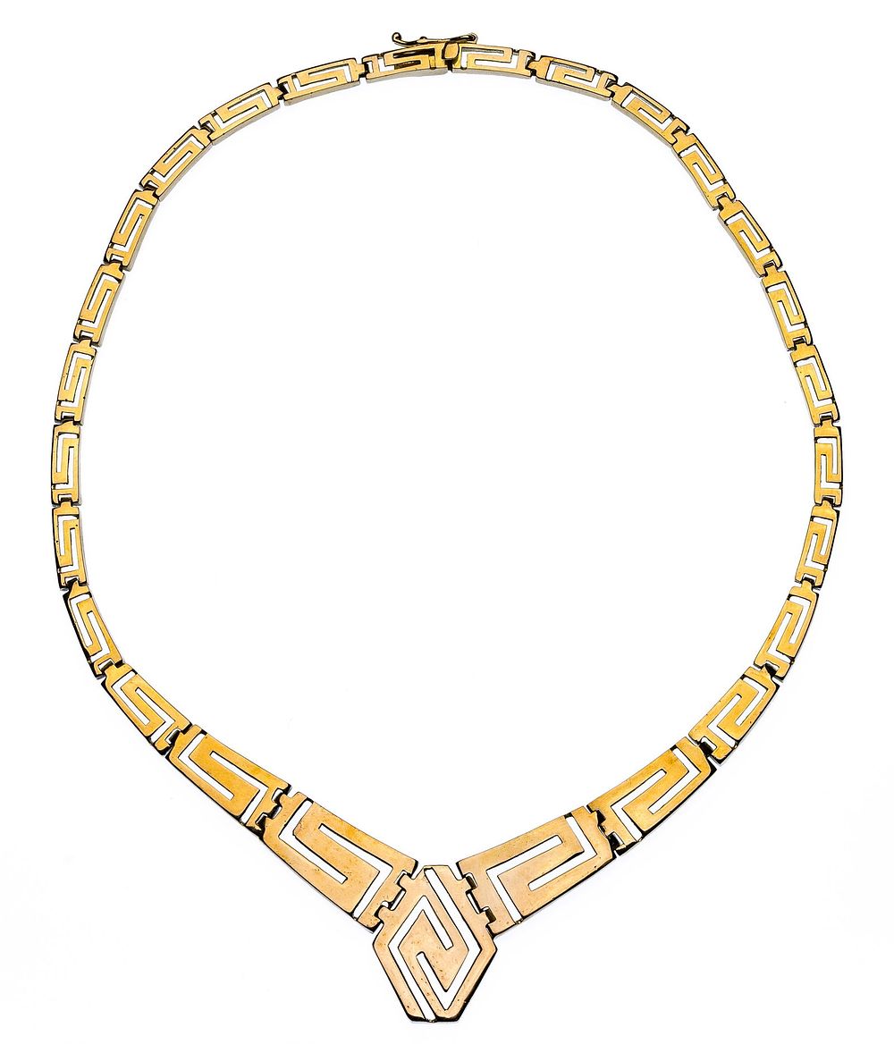 Lot 232: 14k Yellow Gold Greek Key Design Necklace