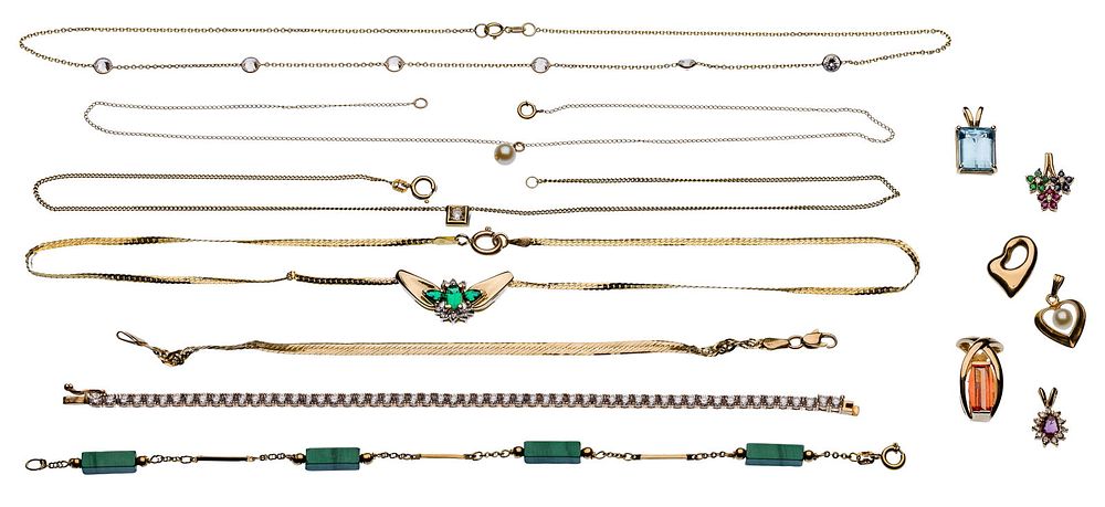 Lot 238: 14k Gold and Gemstone Jewelry Assortment