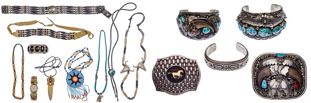 Lot 250: Native American Sterling Silver and Costume Jewelry Assortment