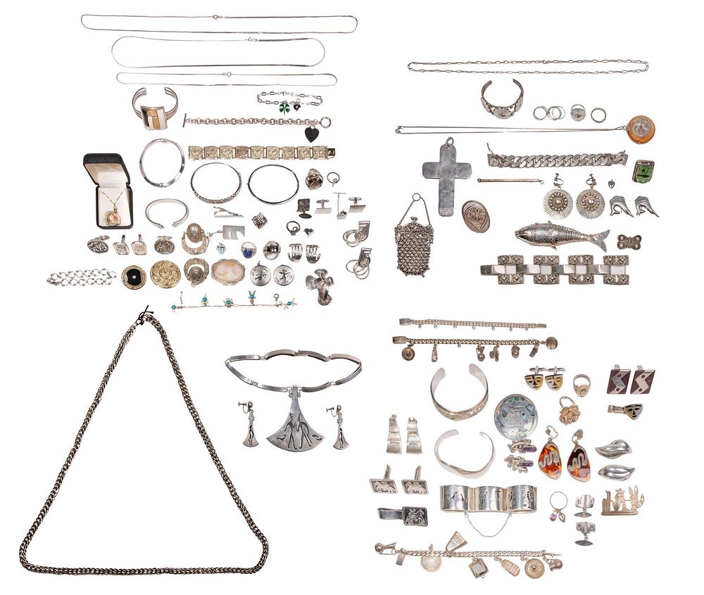 Lot 256: Sterling Silver and European Silver Jewelry Assortment