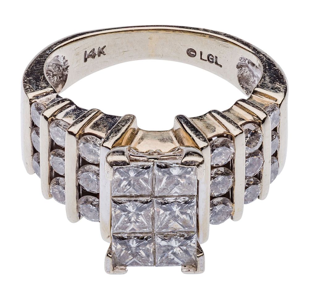 Lot 271: Leer Gem 14k Gold and Diamond Ring