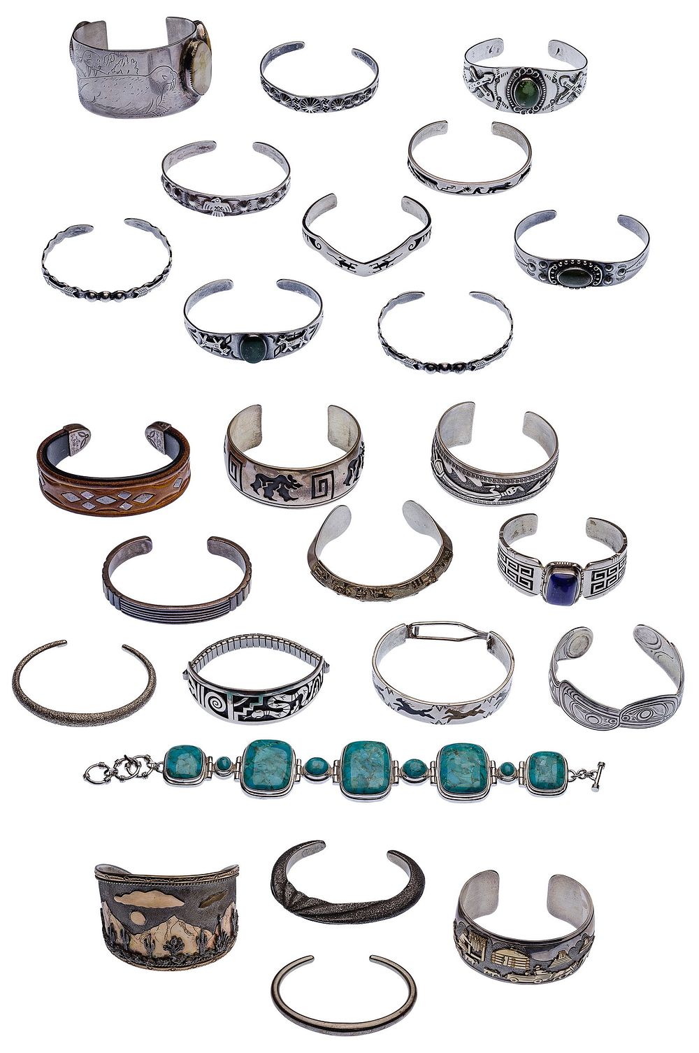 Lot 301: Native American Silver Bracelet Assortment