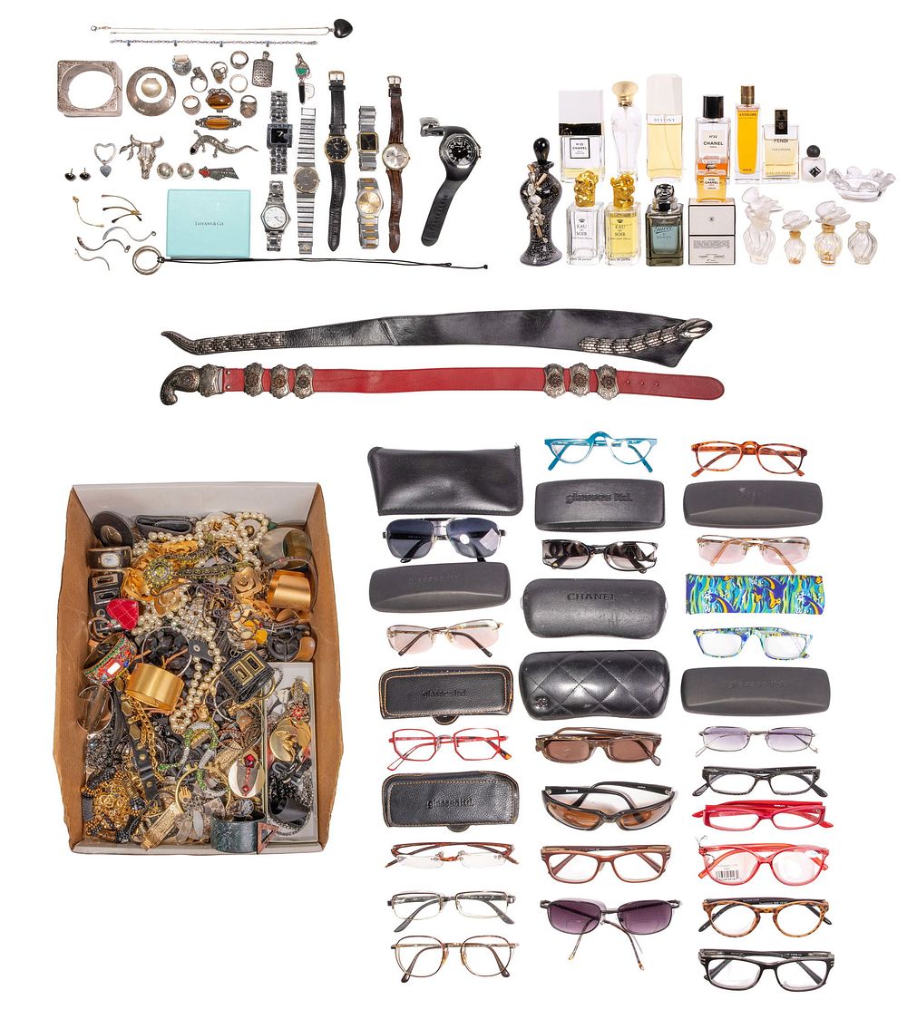 Lot 308: Sterling Silver and Costume Jewelry and Accessory Assortment