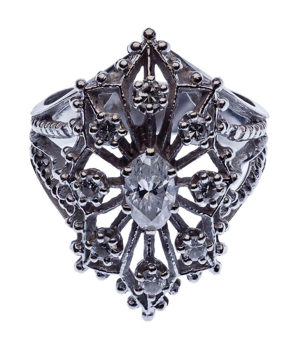 Lot 309: 14k White Gold and Diamond Ring