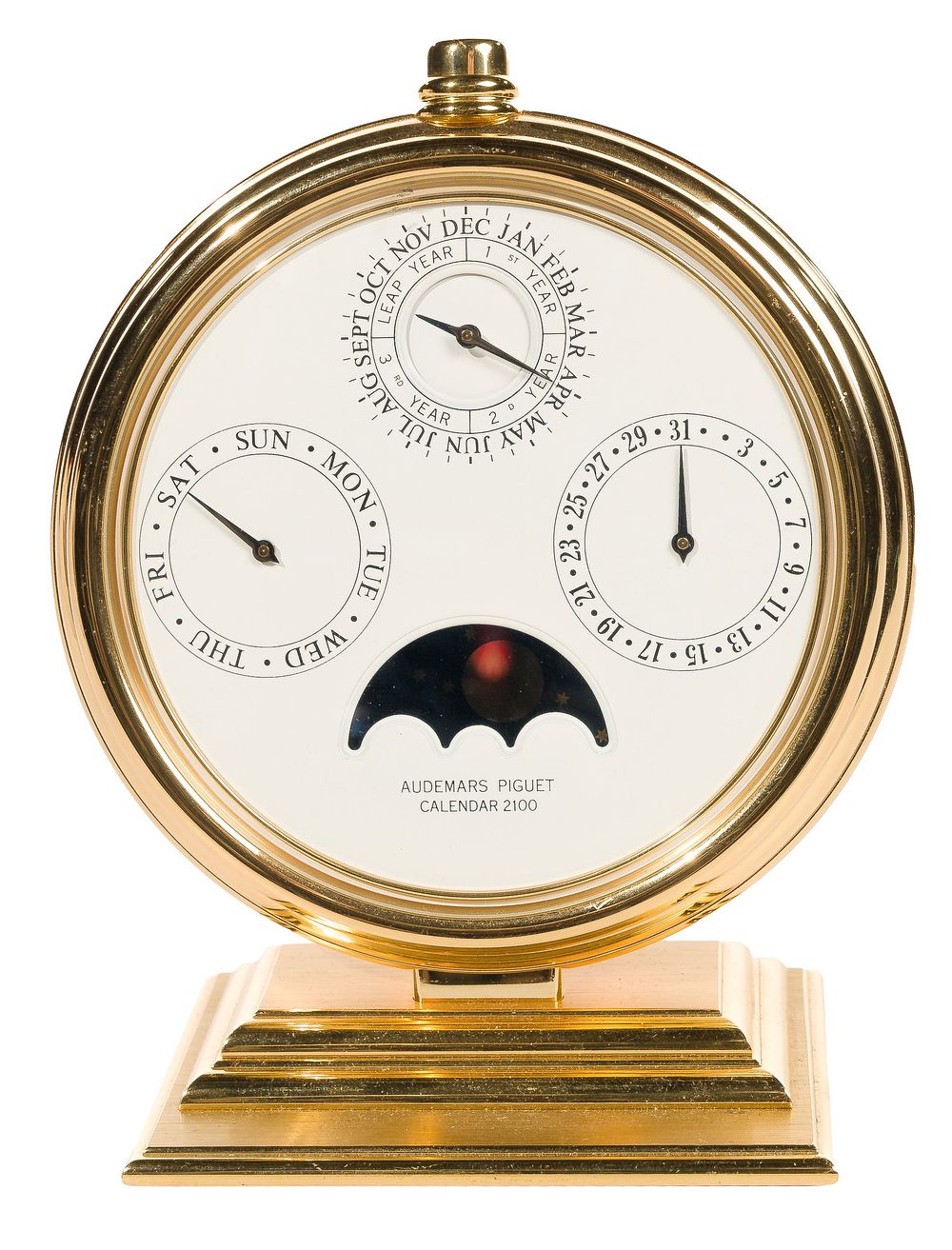 Lot 324: Audemars Piguet English Gilt Brass Perpetual Desk Calendar 2100