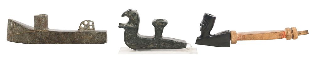 Lot 331: Native American Carved Stone Pipe Assortment