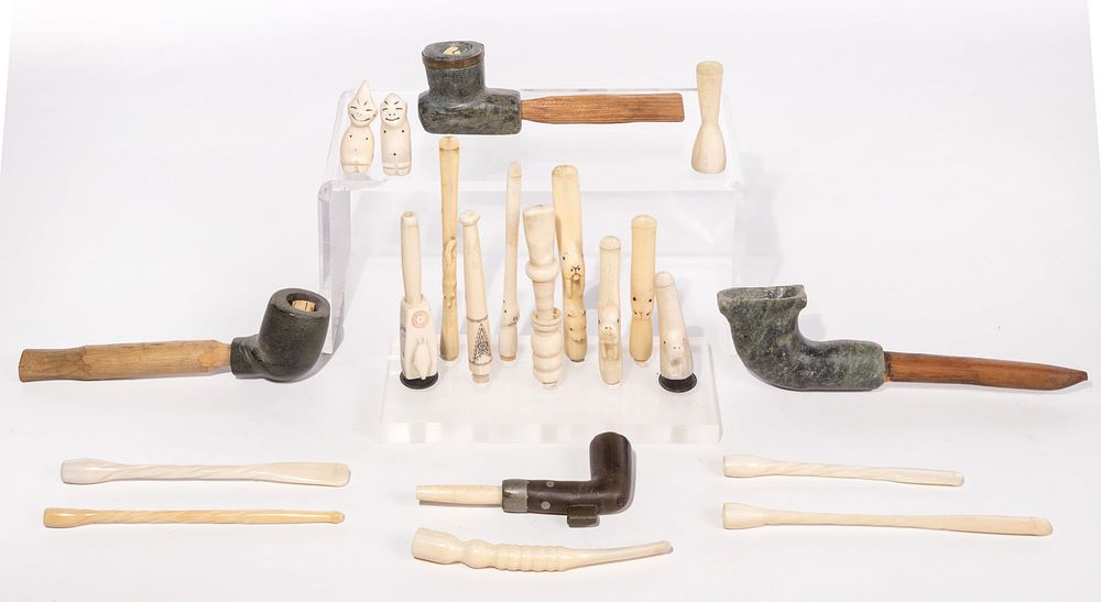 Lot 335: Inuit Pipe and Cheroot Holder Assortment