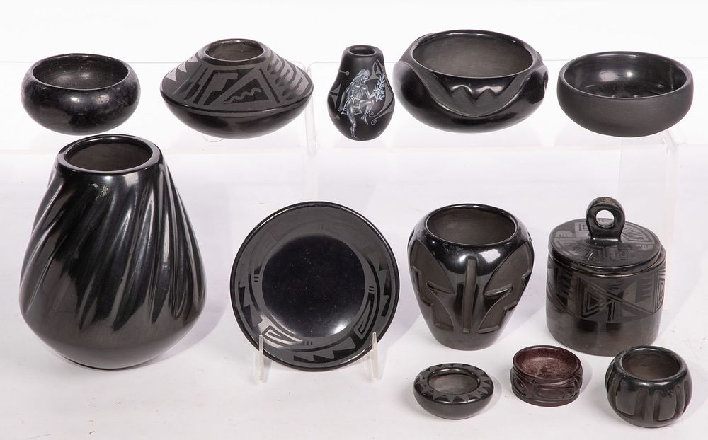 Lot 344: San Ildefonso and Santa Clara Pottery Collection