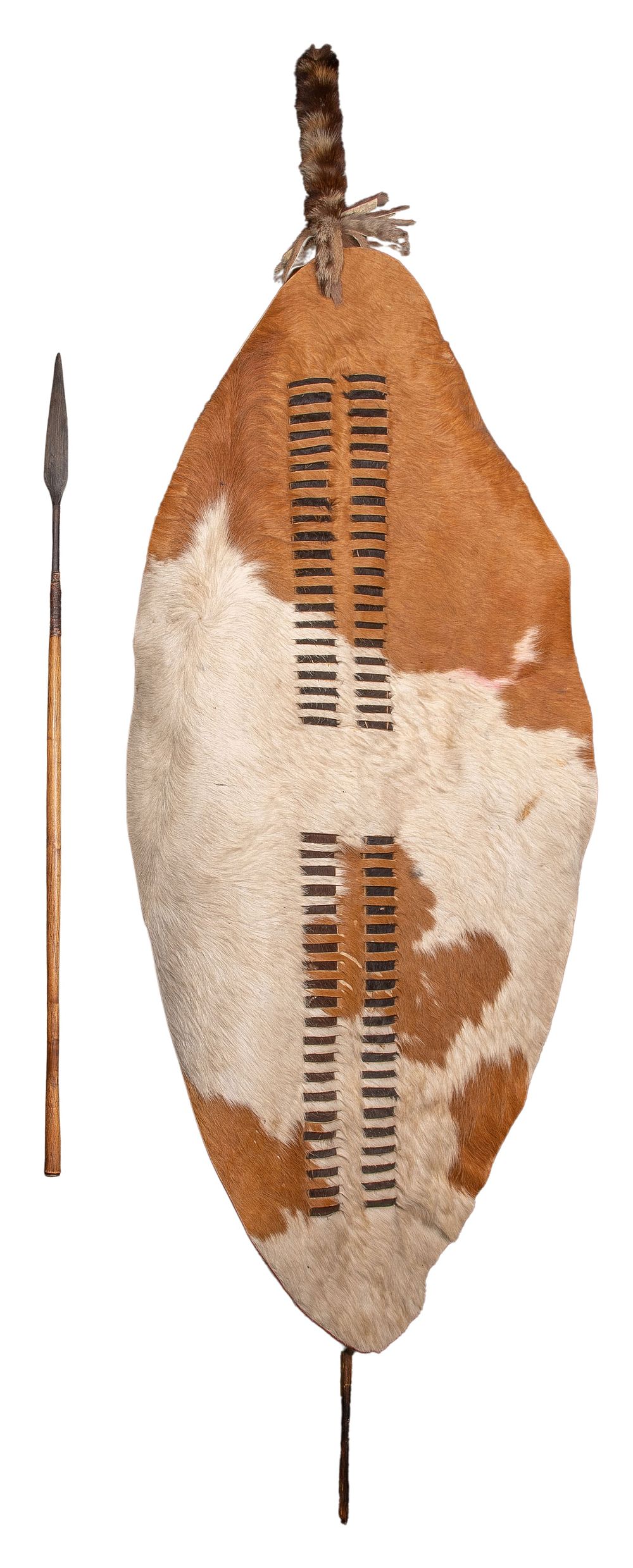 Lot 360: African Zulu Shield and Spear