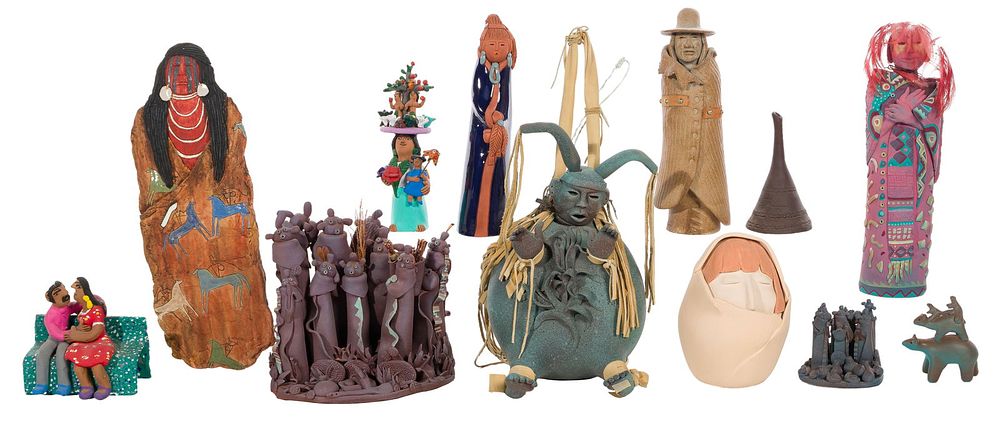 Lot 365: Elizabeth Abeyta (Navajo / Dine, 1955-2006) Figural Pottery Assortment