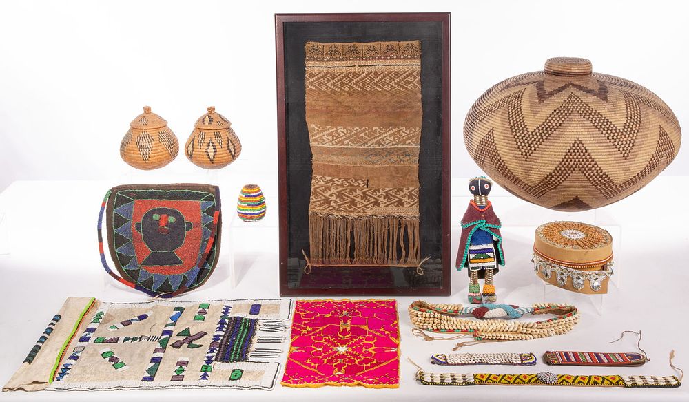 Lot 375: Ethnographic Beadwork and Basket Assortment