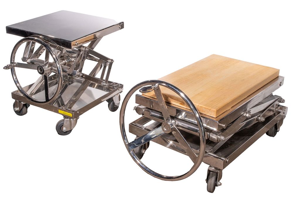 Lot 380: Restoration Hardware "Scissor Lift Collection" Tables