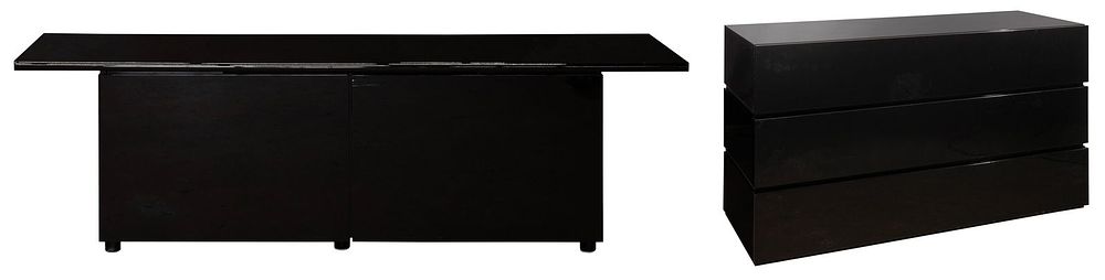 Lot 388: Acerbis 'Sheraton' Black Lacquer Sideboard
