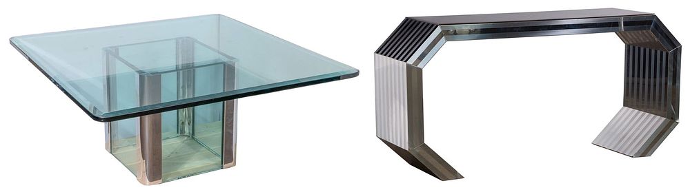 Lot 390: Pace International Chrome and Glass Coffee Table