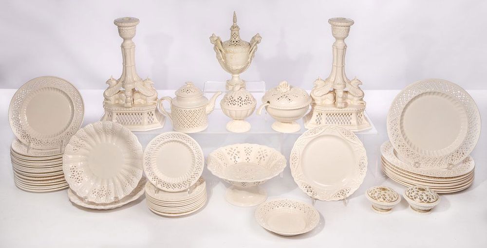 Lot 398: British Pierced Creamware Assortment