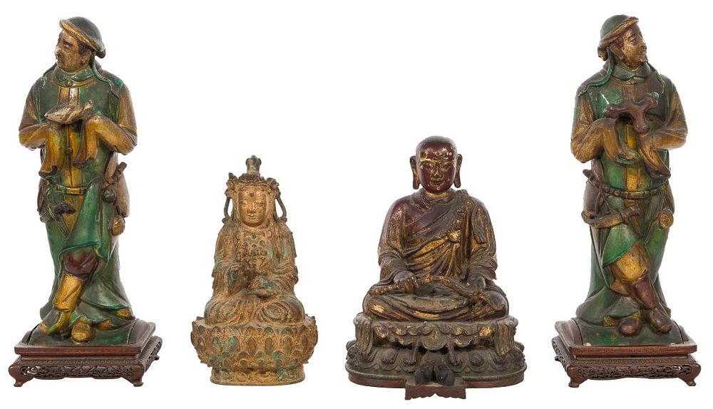 Lot 469: Chinese Buddha and Roof Tile Statue Assortment