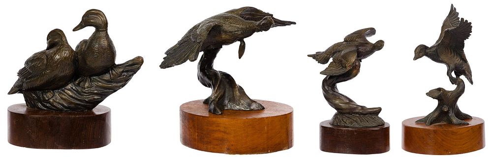 Lot 166: Ronald Sweeten (American, 20th century) Bronze Bird Sculptures