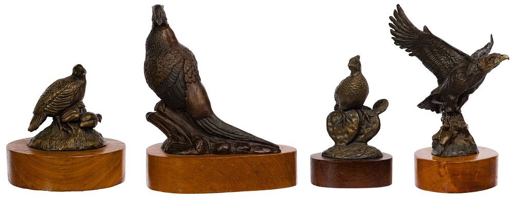Lot 167: Ronald Sweeten (American, 20th Century) Bronze Bird Sculptures