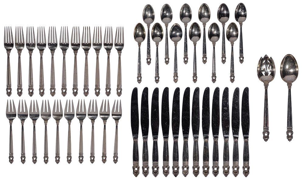 Lot 206: International 'Royal Danish' Sterling Silver Flatware Service