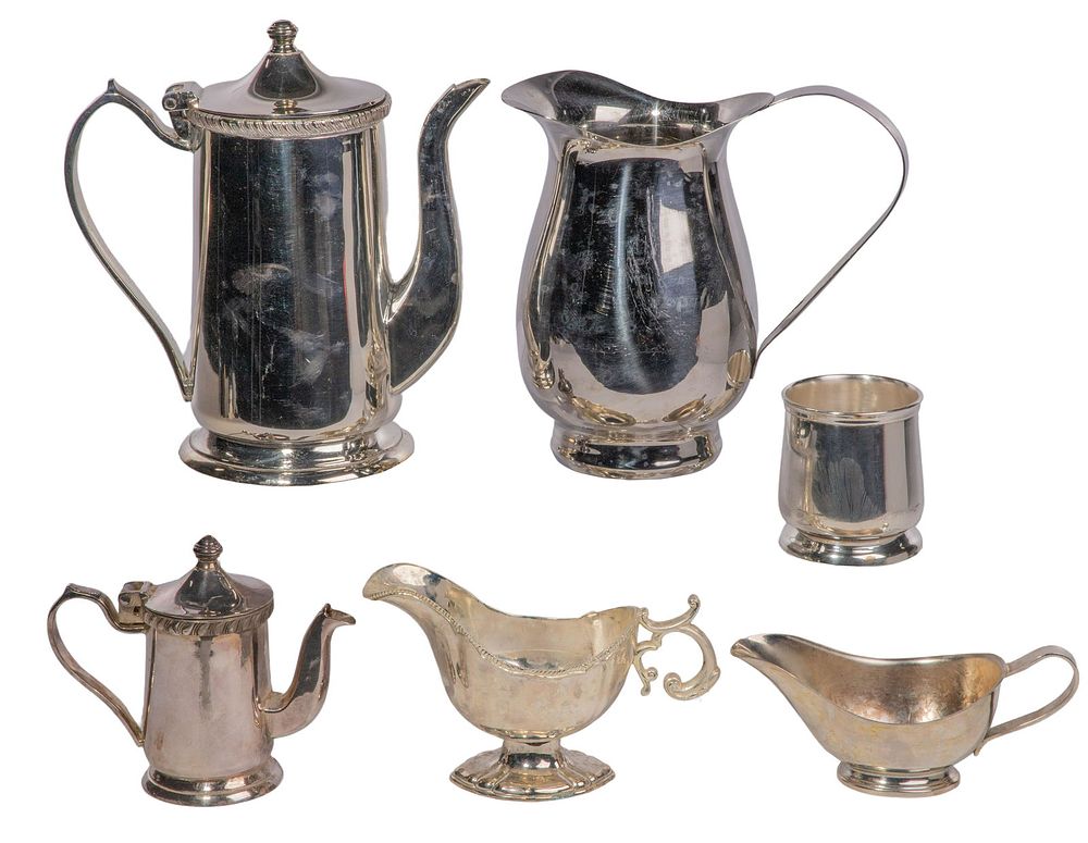 Lot 235: Silverplate and Stainless Hollowware Assortment