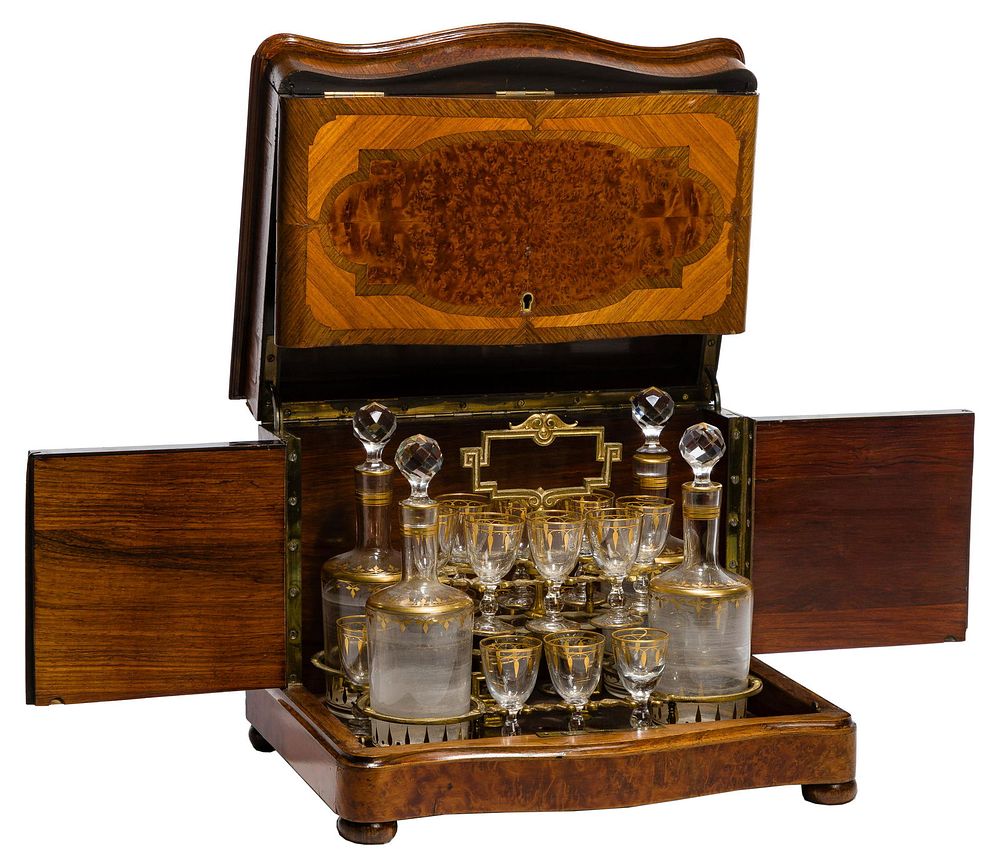 Lot 255: English Burlwood Tantalus