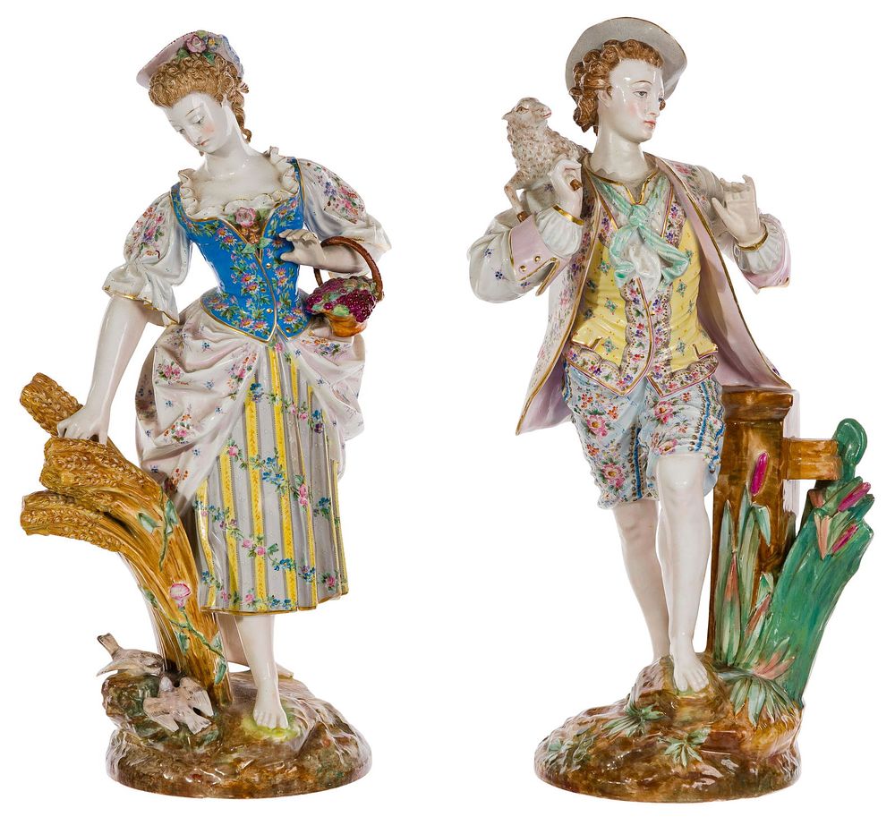 Lot 258: Continental Style Porcelain Figurines