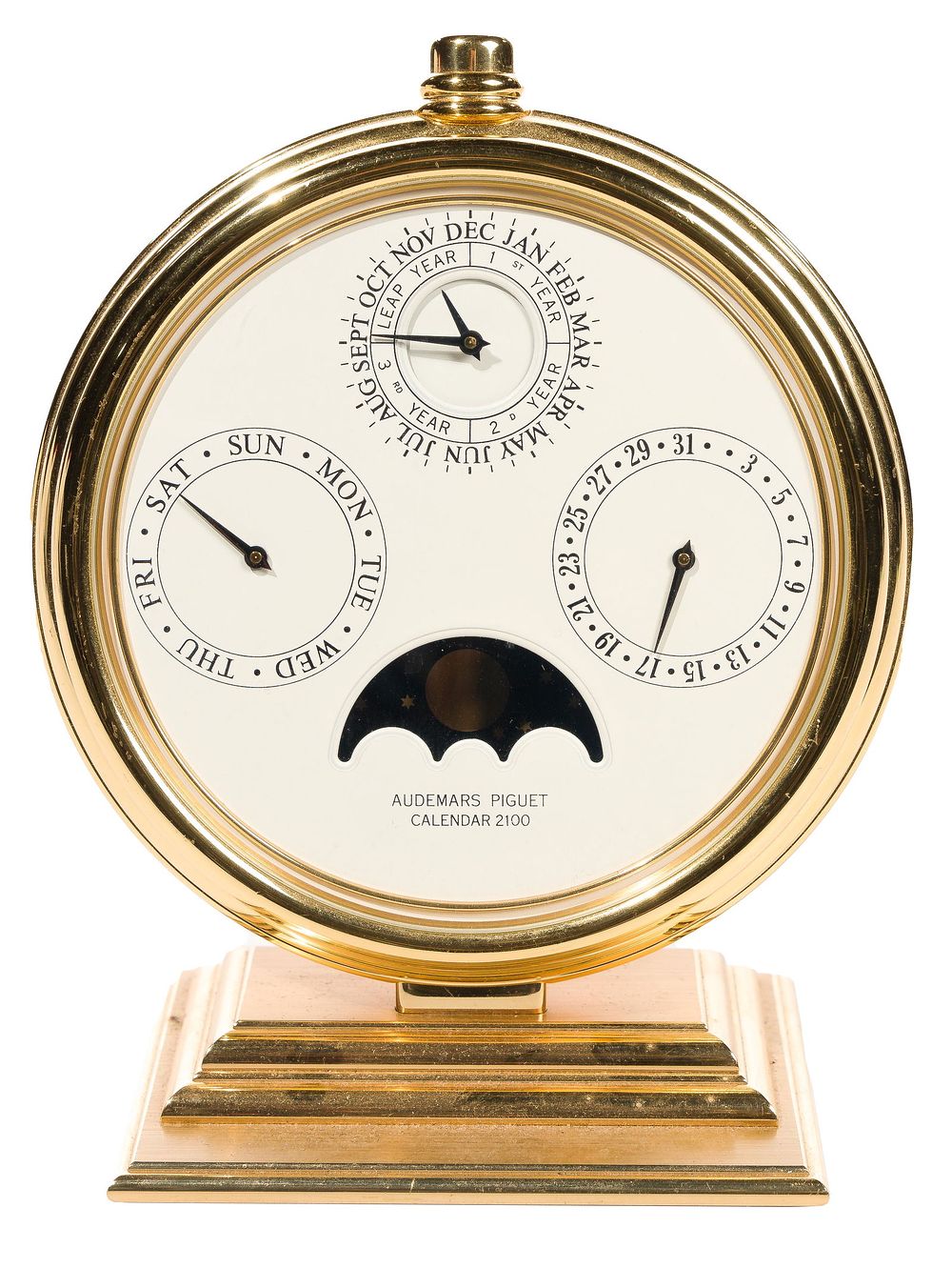 Lot 357: Audemars Piguet English Gilt Brass Perpetual Desk Calendar 2100