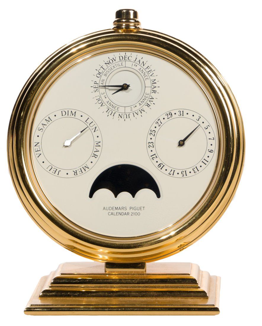 Lot 358: Audemars Piguet French Gilt Brass Perpetual Desk Calendar 2100