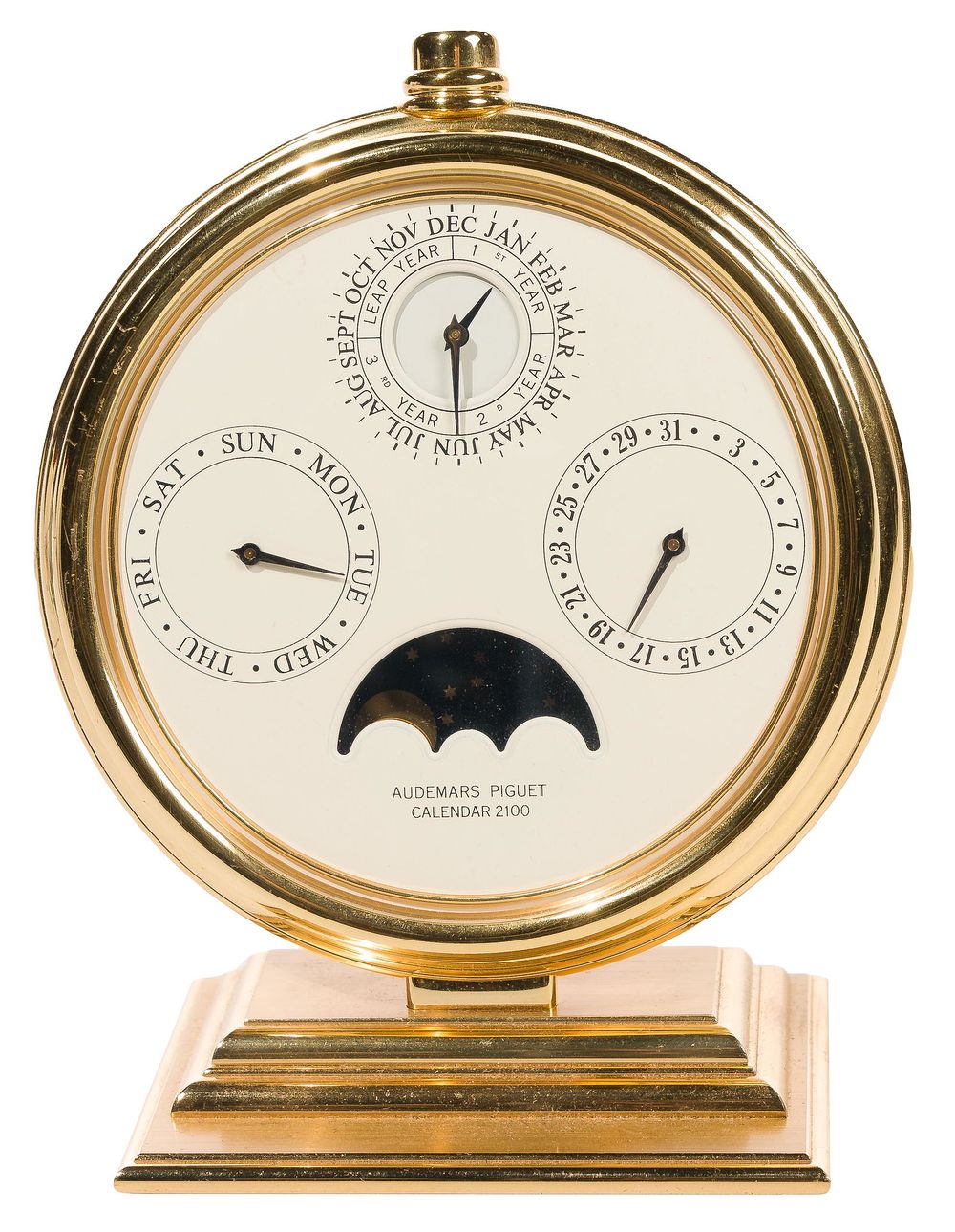 Lot 359: Audemars Piguet English Gilt Brass Perpetual Desk Calendar 2100