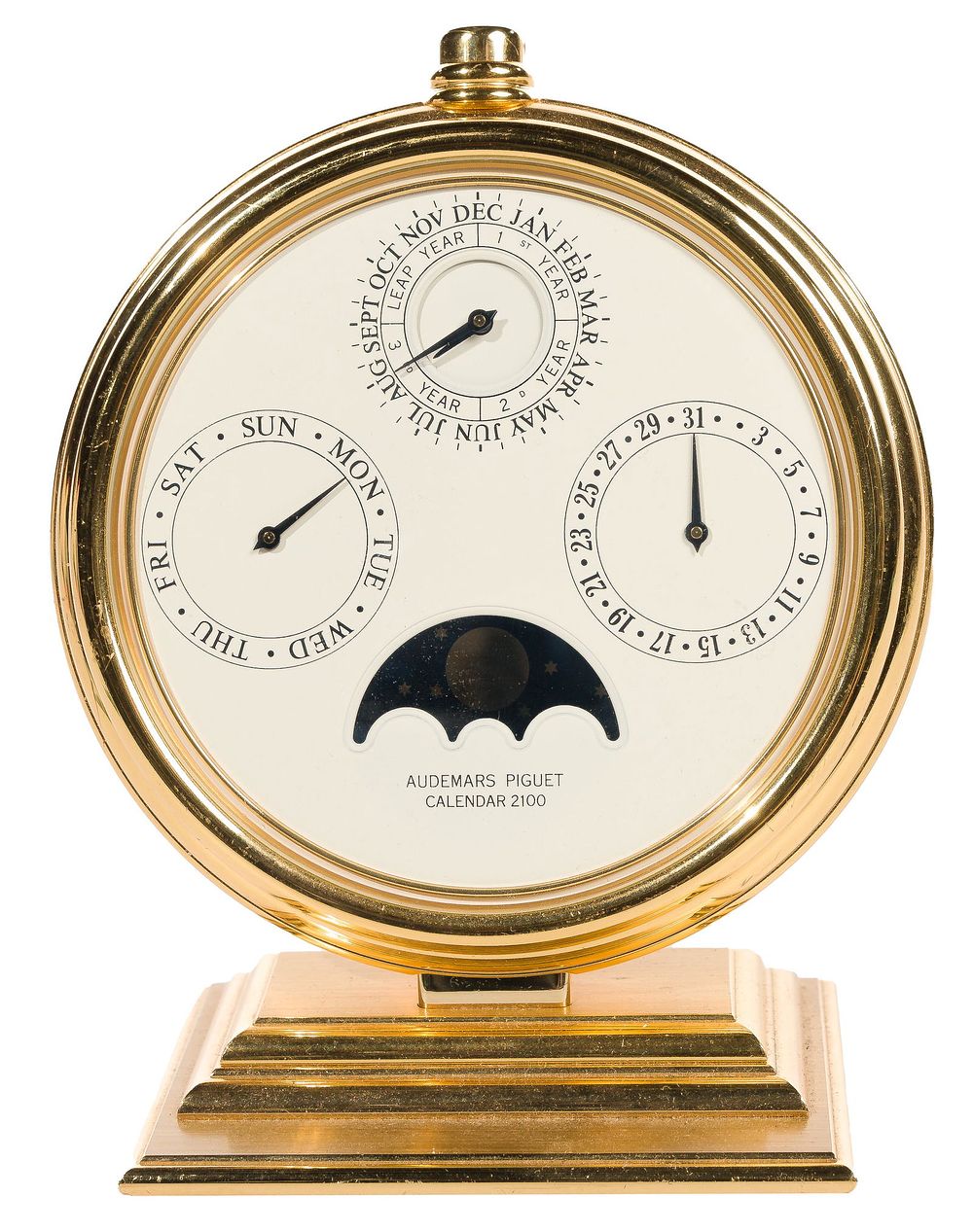 Lot 367: Audemars Piguet English Gilt Brass Perpetual Desk Calendar 2100