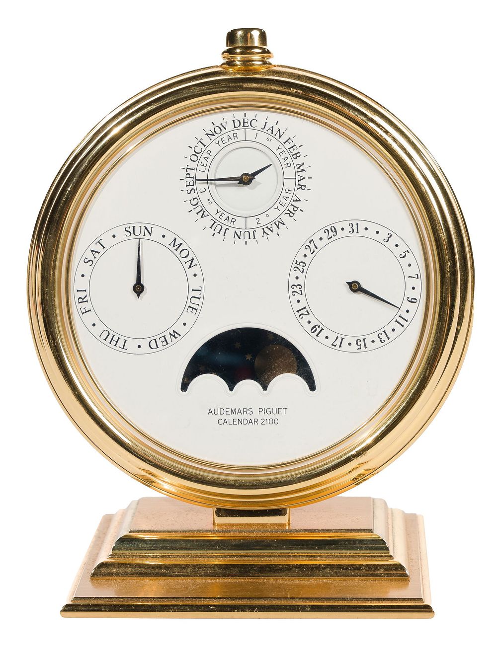 Lot 368: Audemars Piguet English Gilt Brass Perpetual Desk Calendar 2100