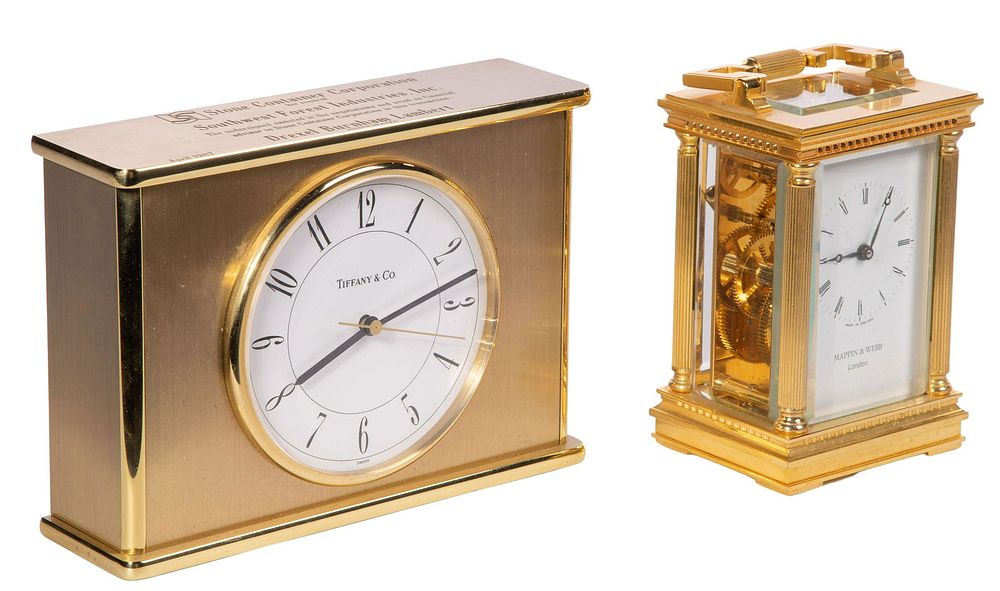 Lot 374: Mappin & Webb and Tiffany & Co. Mantel Clocks