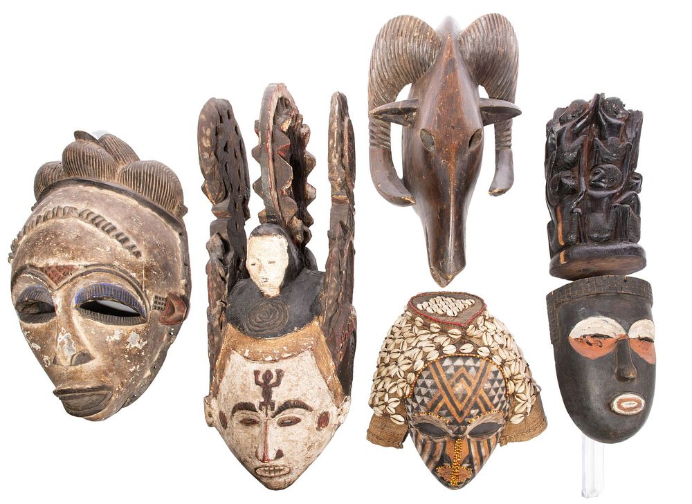 Lot 378: African Carved Wood Mask Assortment