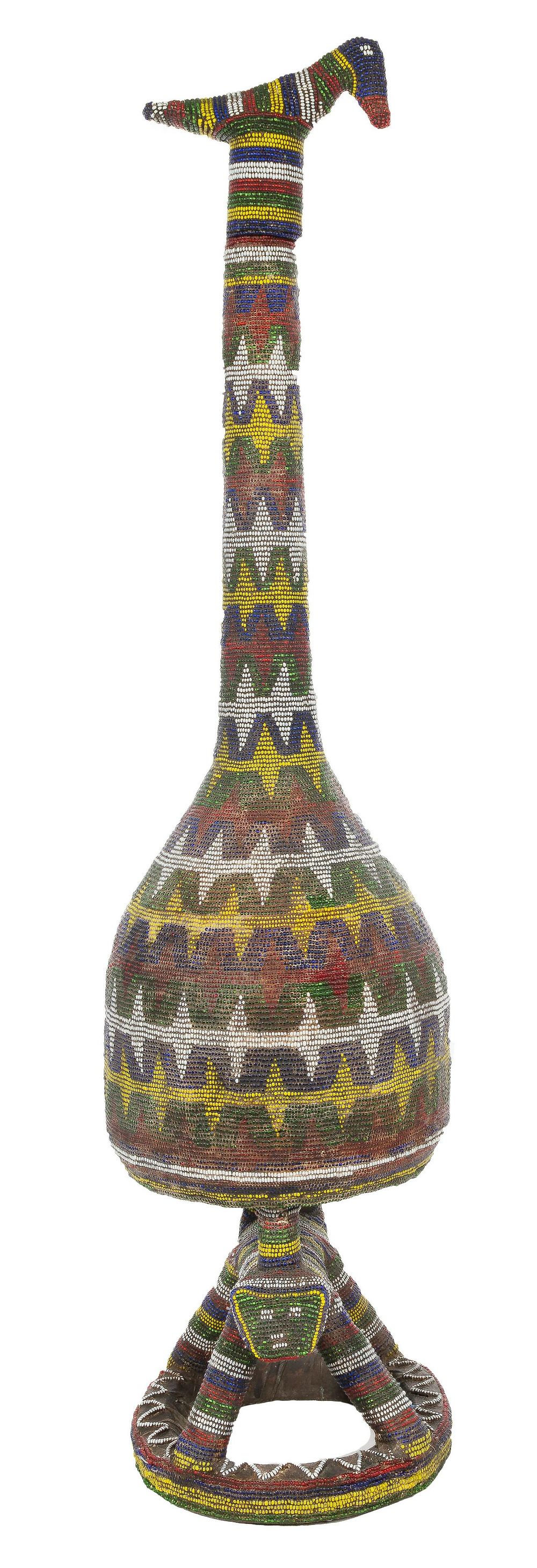 Lot 387: West African Yoruba Style Beaded Vessel