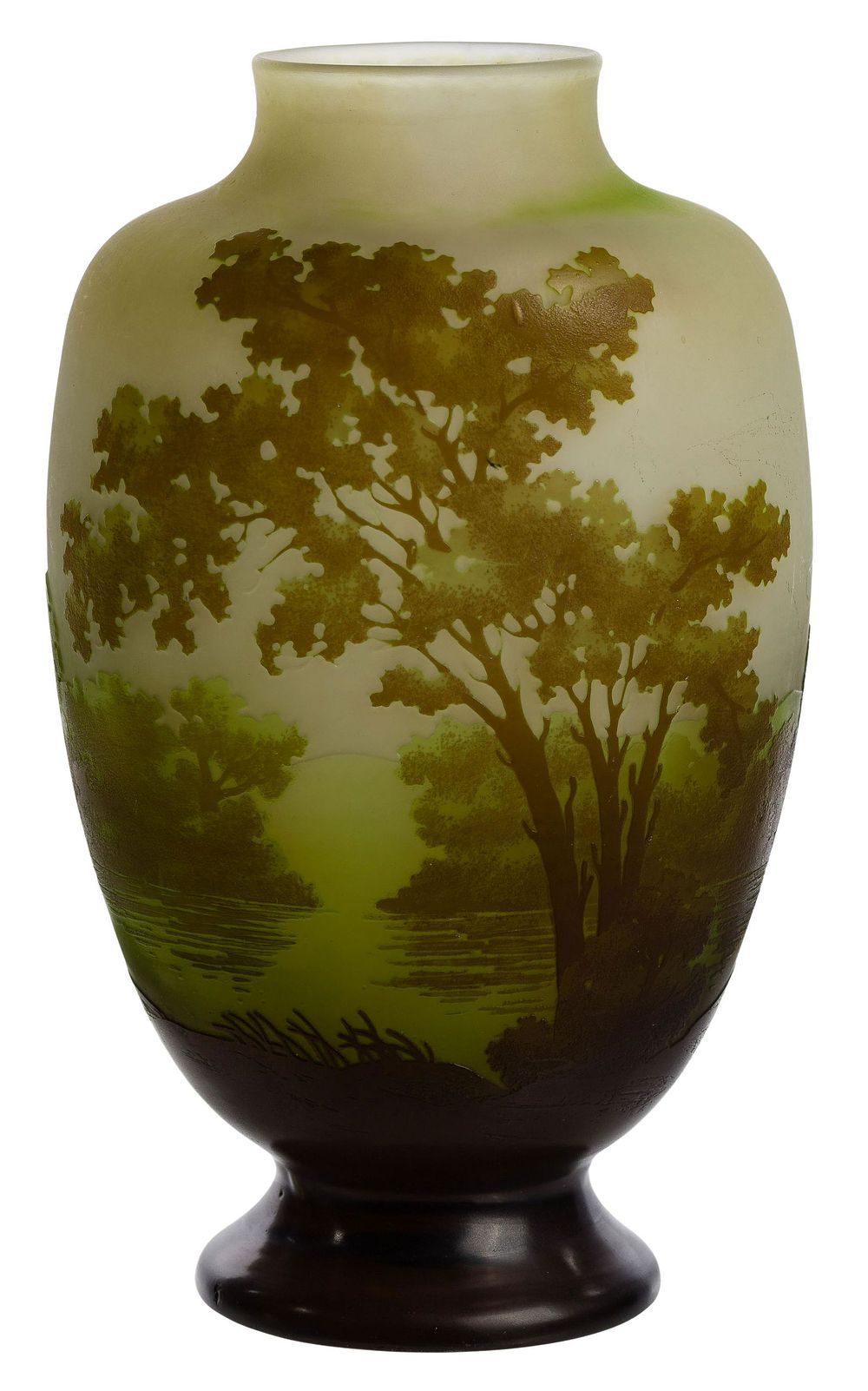 Lot 390: Galle Cameo Glass Landscape Vase