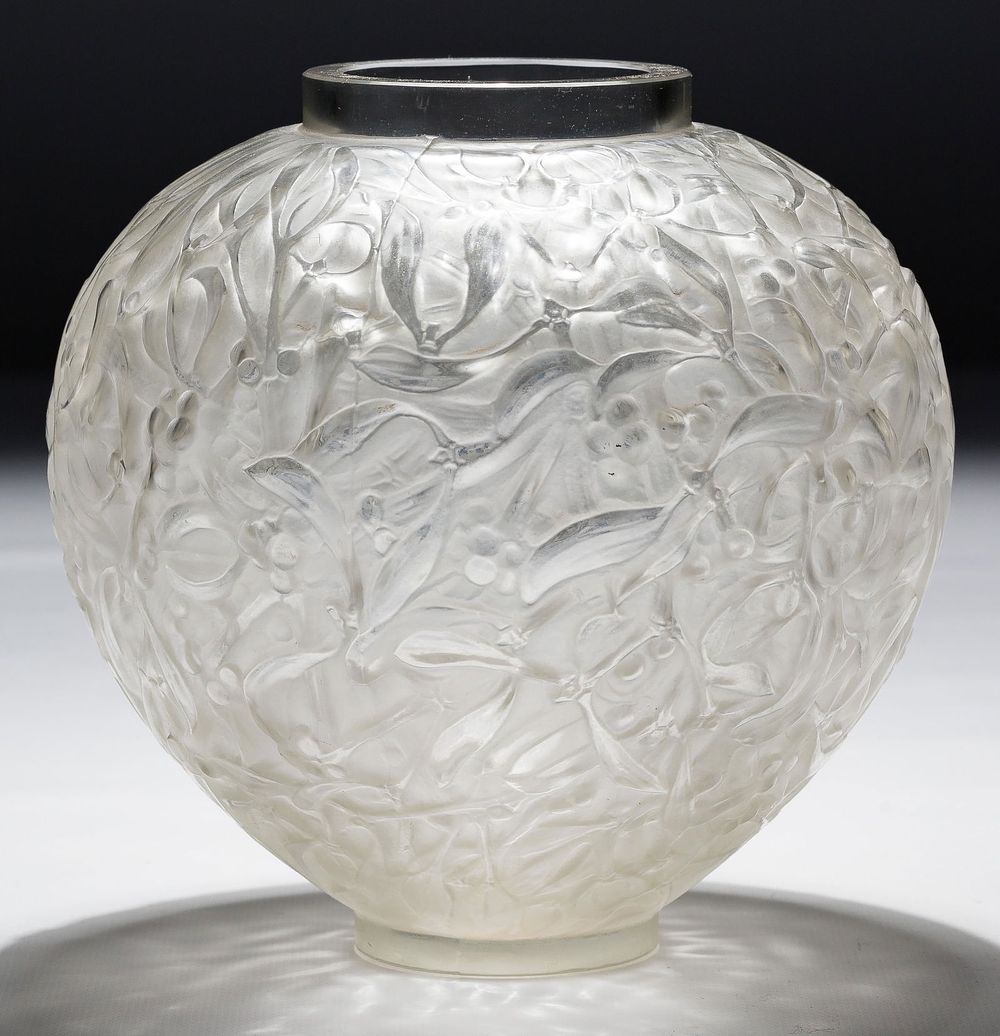 Lot 396: R. Lalique Crystal "Gui" Vase