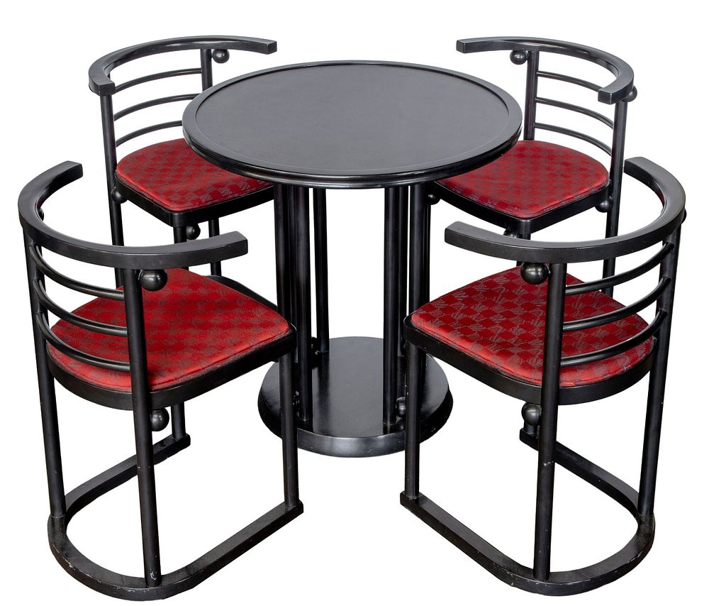 Lot 417: Thonet 'Kabaret Fledermaus' Cafe Table and Chair Set
